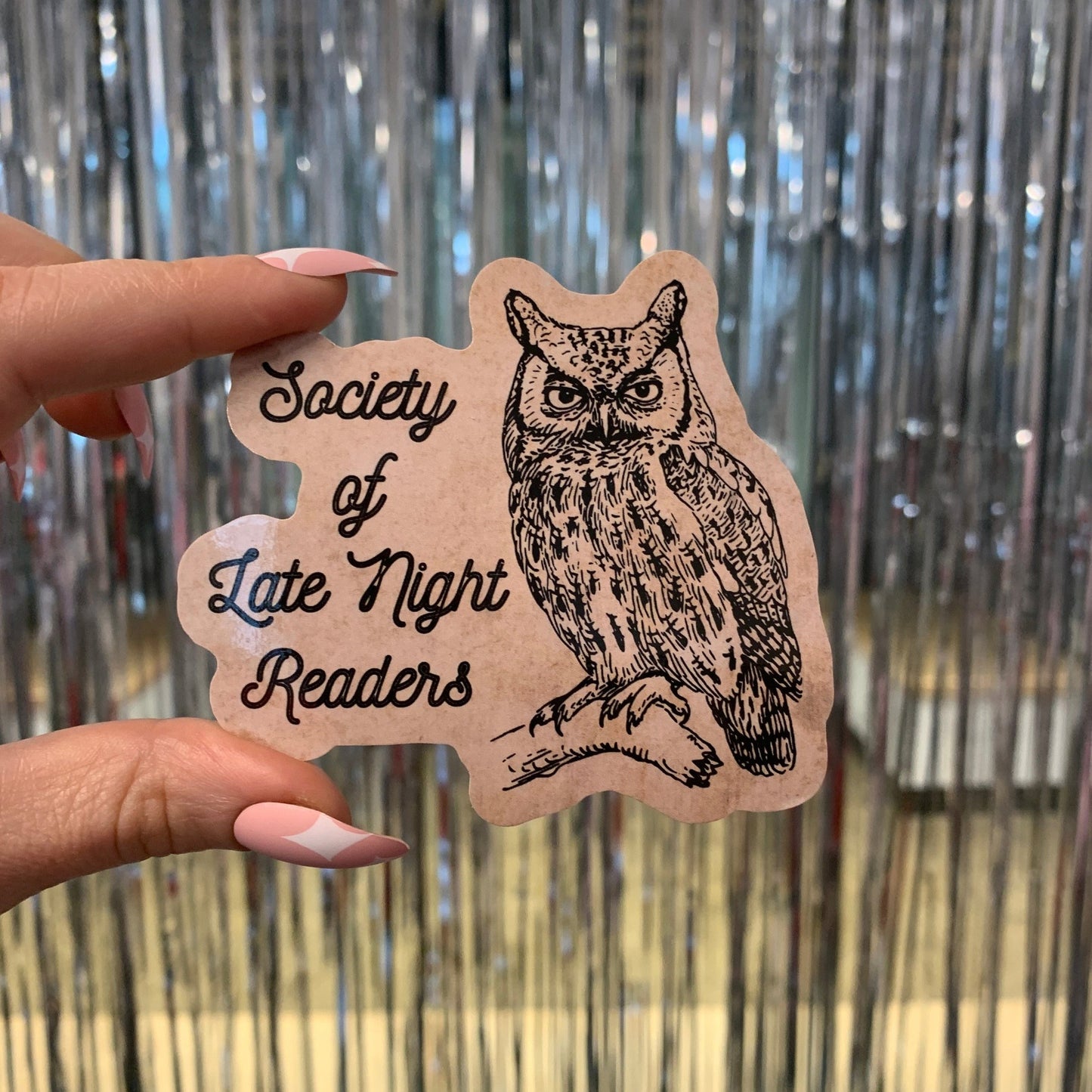Society Of Late Night Readers Die Cut Owl Vinyl Sticker