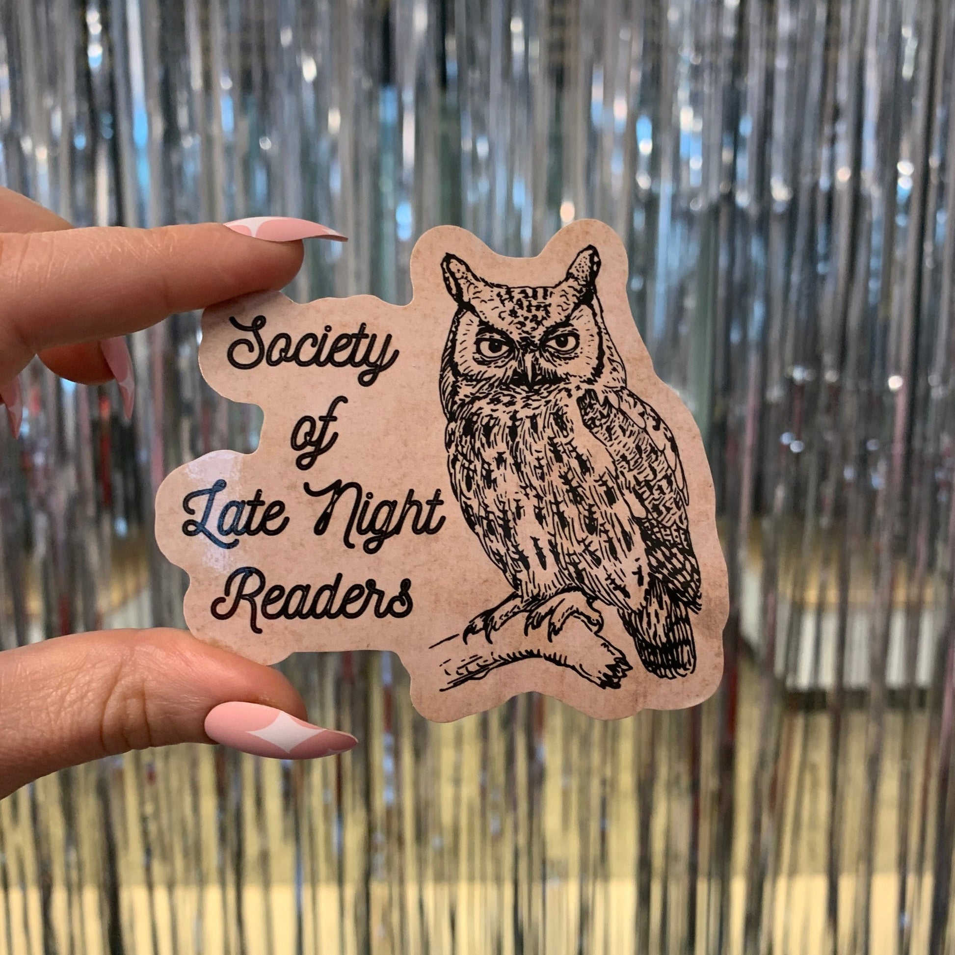 Society Of Late Night Readers Die Cut Owl Vinyl Sticker