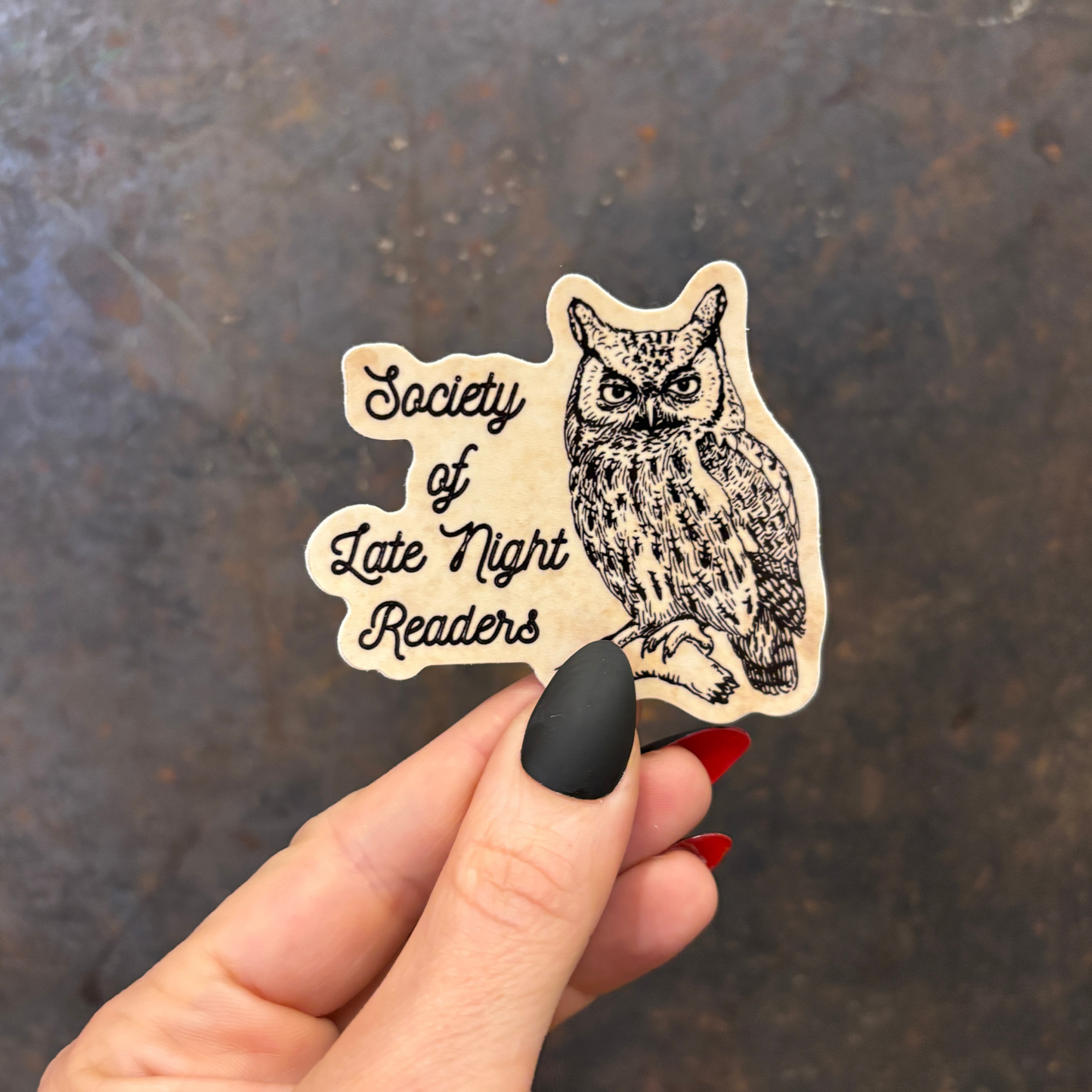 Society Of Late Night Readers Die Cut Owl Vinyl Sticker