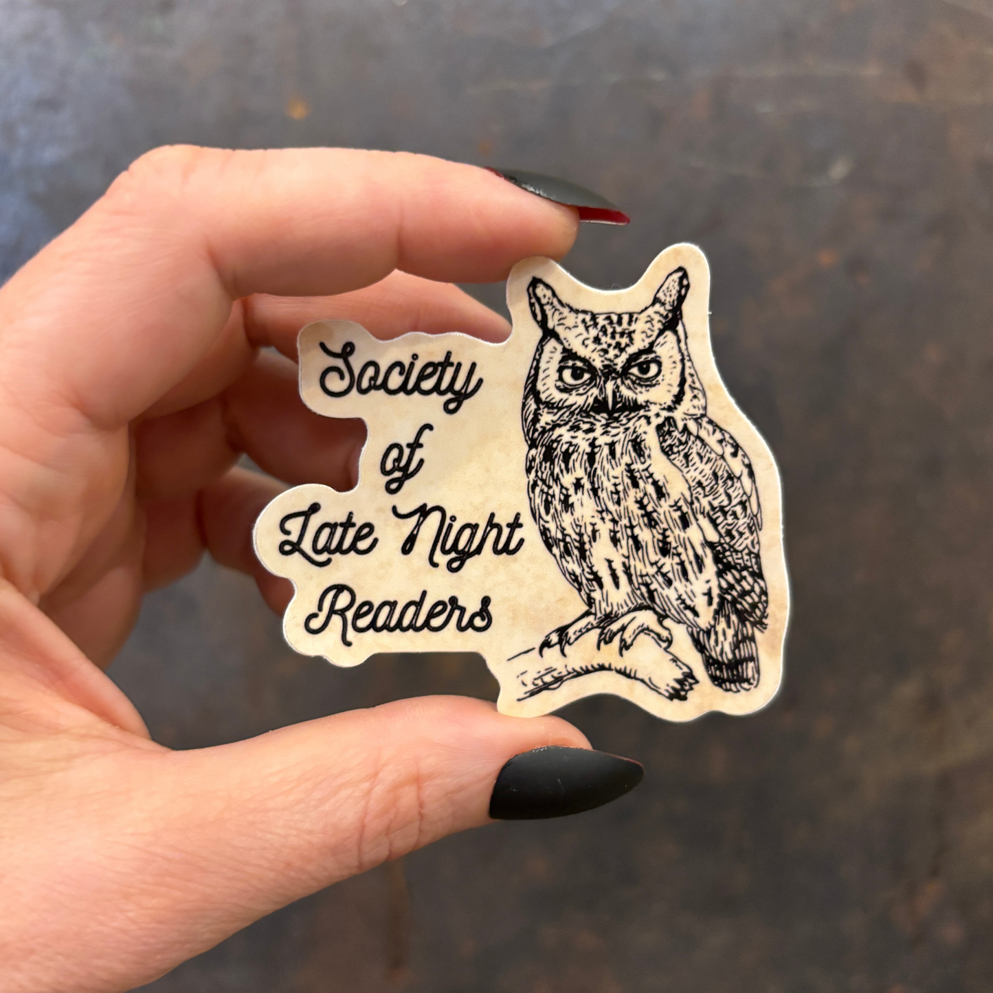 Society Of Late Night Readers Die Cut Owl Vinyl Sticker