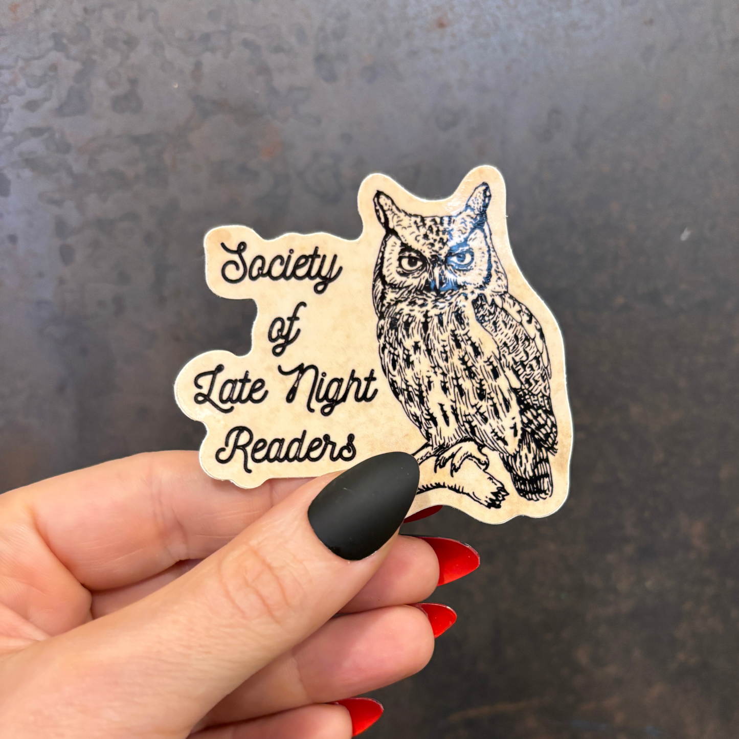 Society Of Late Night Readers Die Cut Owl Vinyl Sticker