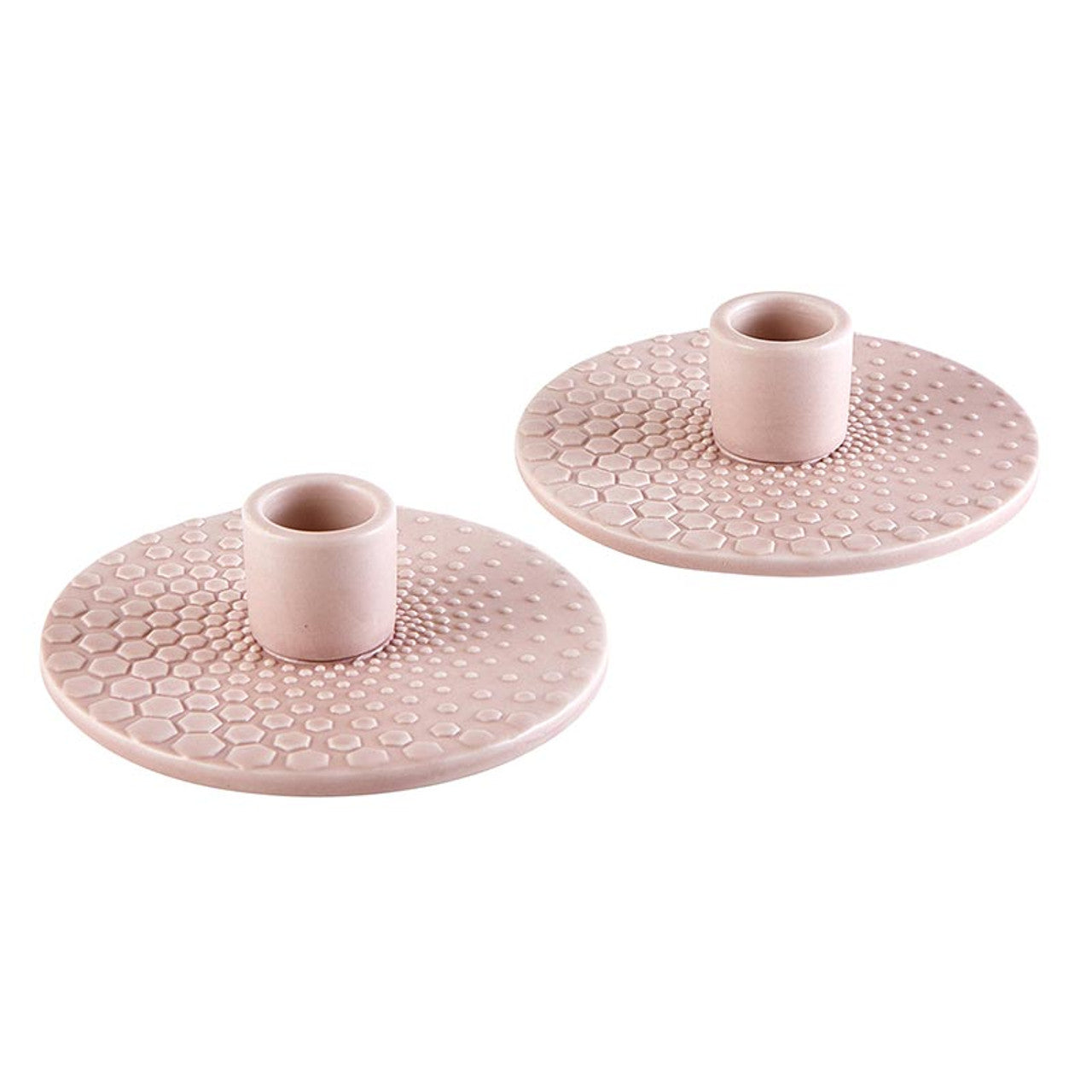 Soft Pink Ceramic Candleholder | Textured Abstract Taper Candle Holder | 4.5" x 1.5"