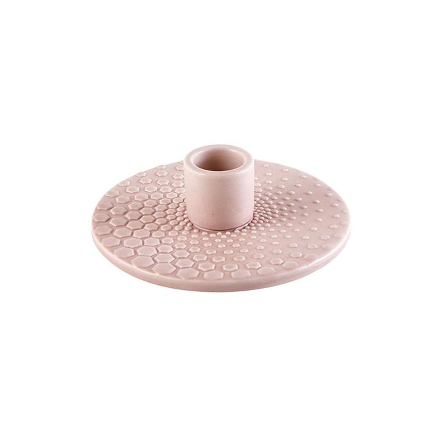 Soft Pink Ceramic Candleholder | Textured Abstract Taper Candle Holder | 4.5" x 1.5"