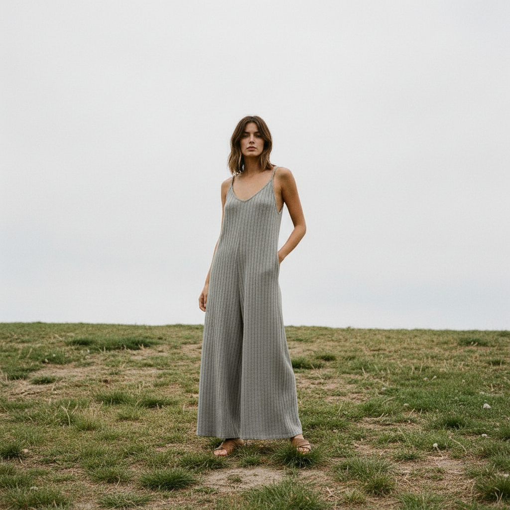 Soft Ribbed One Piece Jumpsuit in Grey [Available in SM-L]