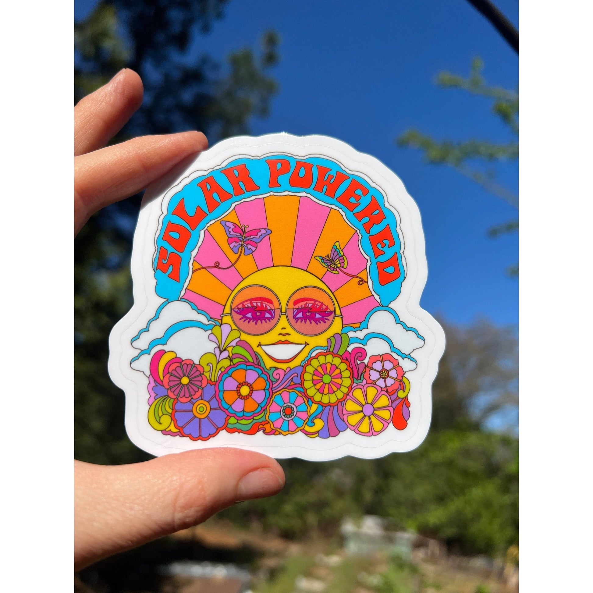 Solar Powered Feel Good Sunshine 60s Retro Vinyl Sticker