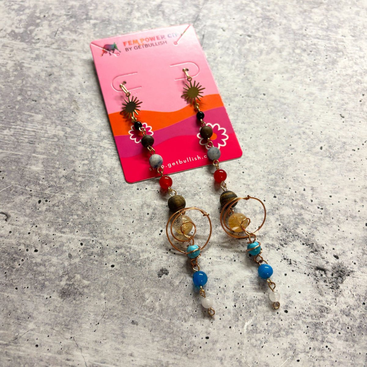 Solar System Shoulder Duster Earrings | 5.2" Long