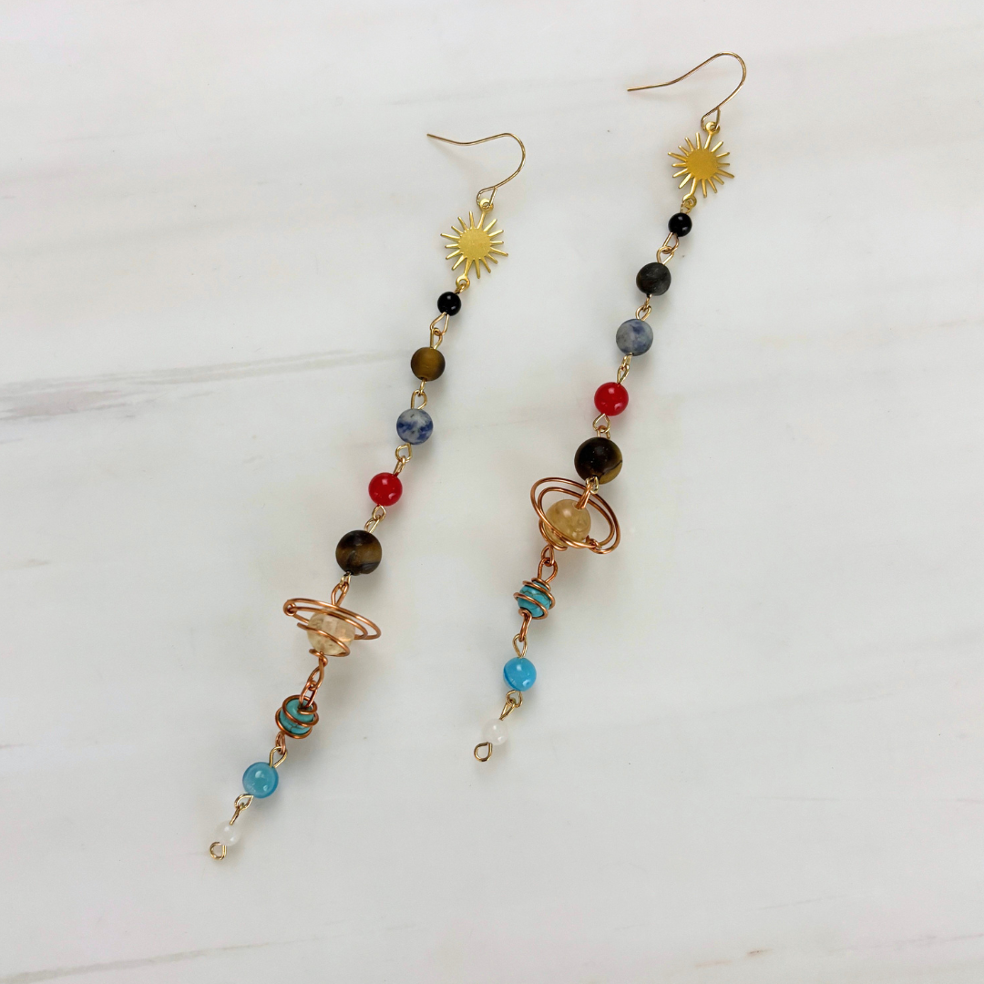 Solar System Shoulder Duster Earrings | 5.2" Long