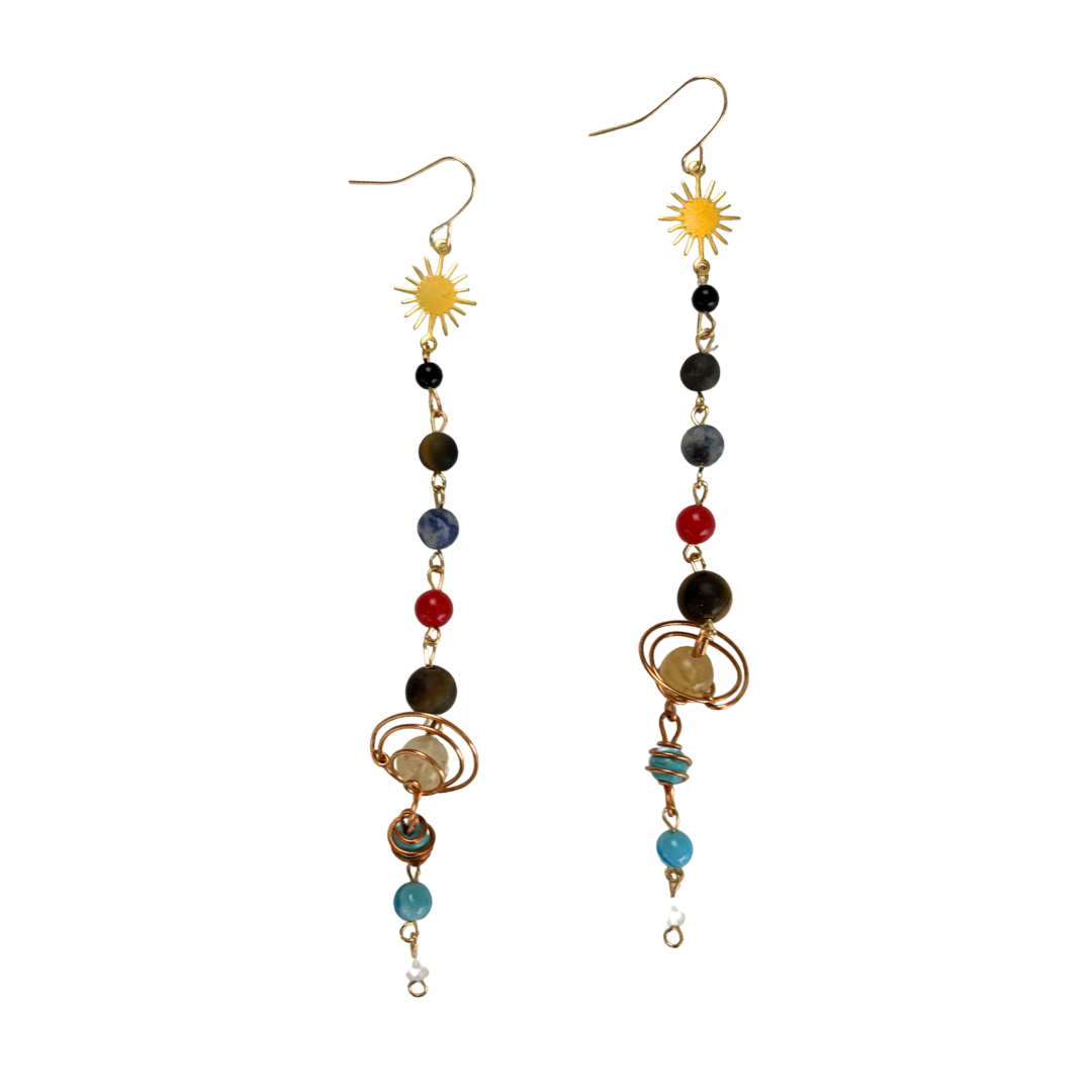 Solar System Shoulder Duster Earrings | 5.2" Long