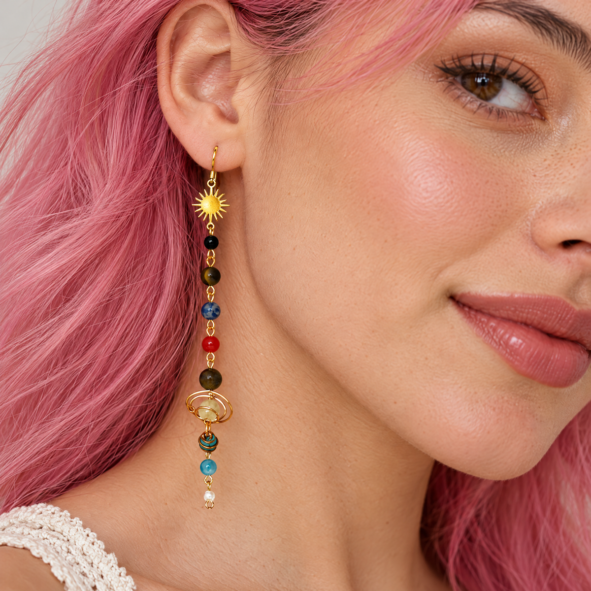 Solar System Shoulder Duster Earrings | 5.2" Long
