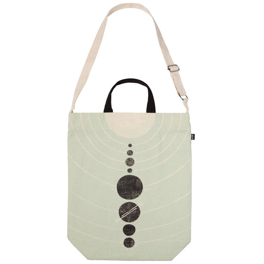 Solaris Team Cross Body Tote Bag | Solar System Cotton Sling Handbag | 15” x 18” | Gift for Her