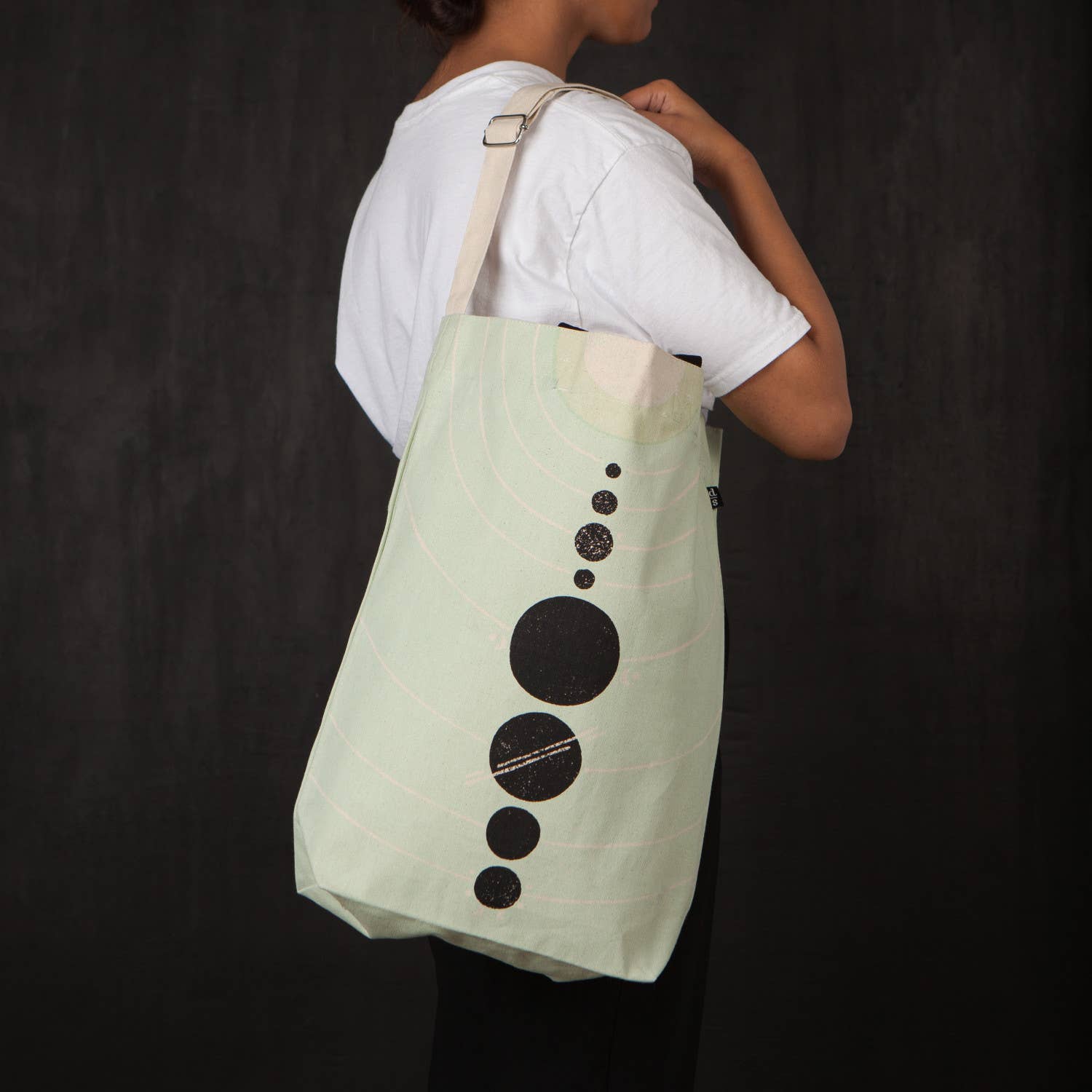 Solaris Team Cross Body Tote Bag | Solar System Cotton Sling Handbag | 15” x 18”