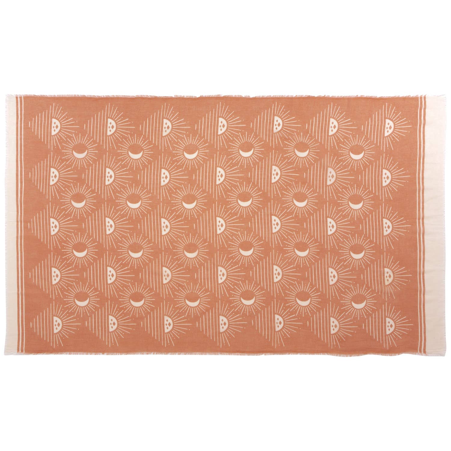 Soleil Printed Cotton Long Designer Scarf in Light Brown | Wrap Shawl Scarves | 40” x 72”