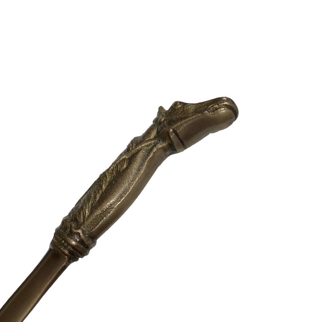 Solid Brass Antiqued Horsehead Letter Opener Men's Gift | 9" Knife Mail Envelope Opener Staple Remover