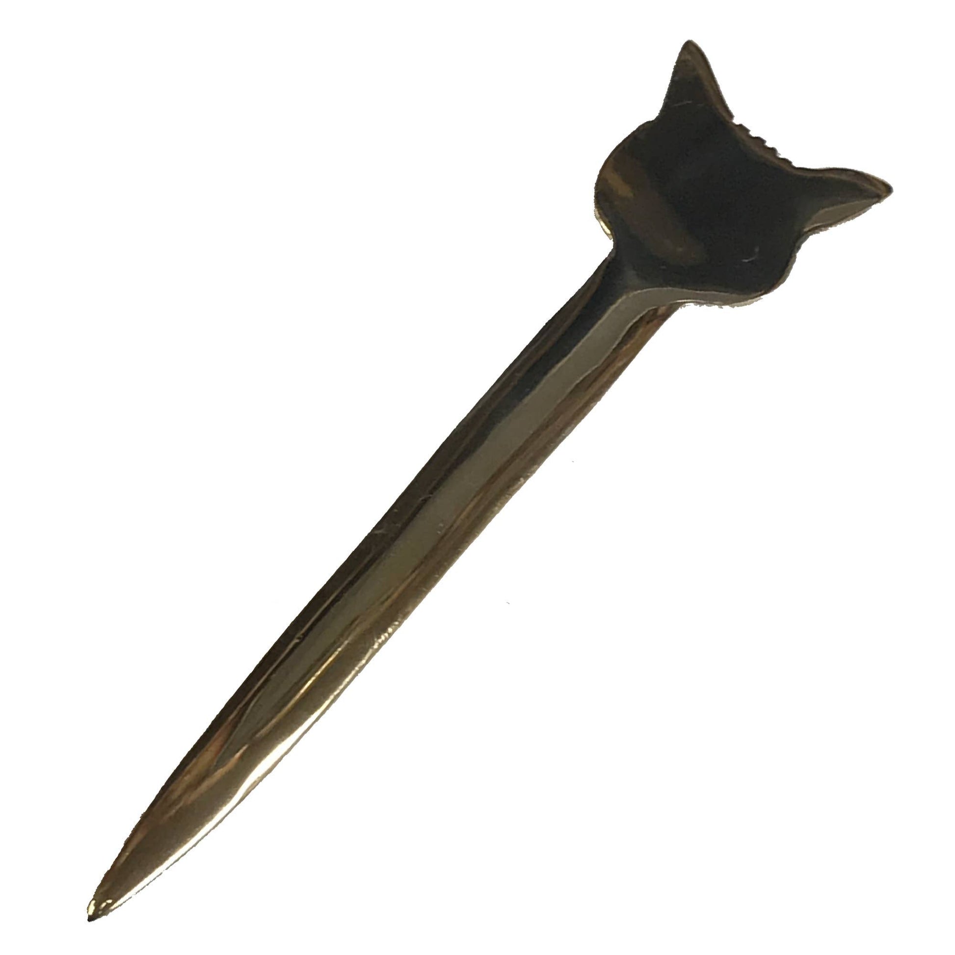 Solid Brass Fox Head Letter Opener Men's Gift | 6-1/4" Vintage Knife Mail Envelope Opener Staple Remover