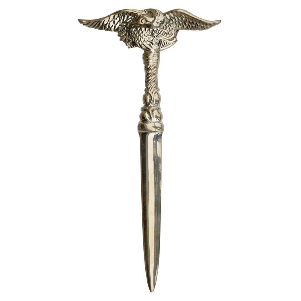 Solid Brass Spreadwing Eagle Letter Opener Men's Gift | 7-3/4" Knife Mail Envelope Opener Staple Remover