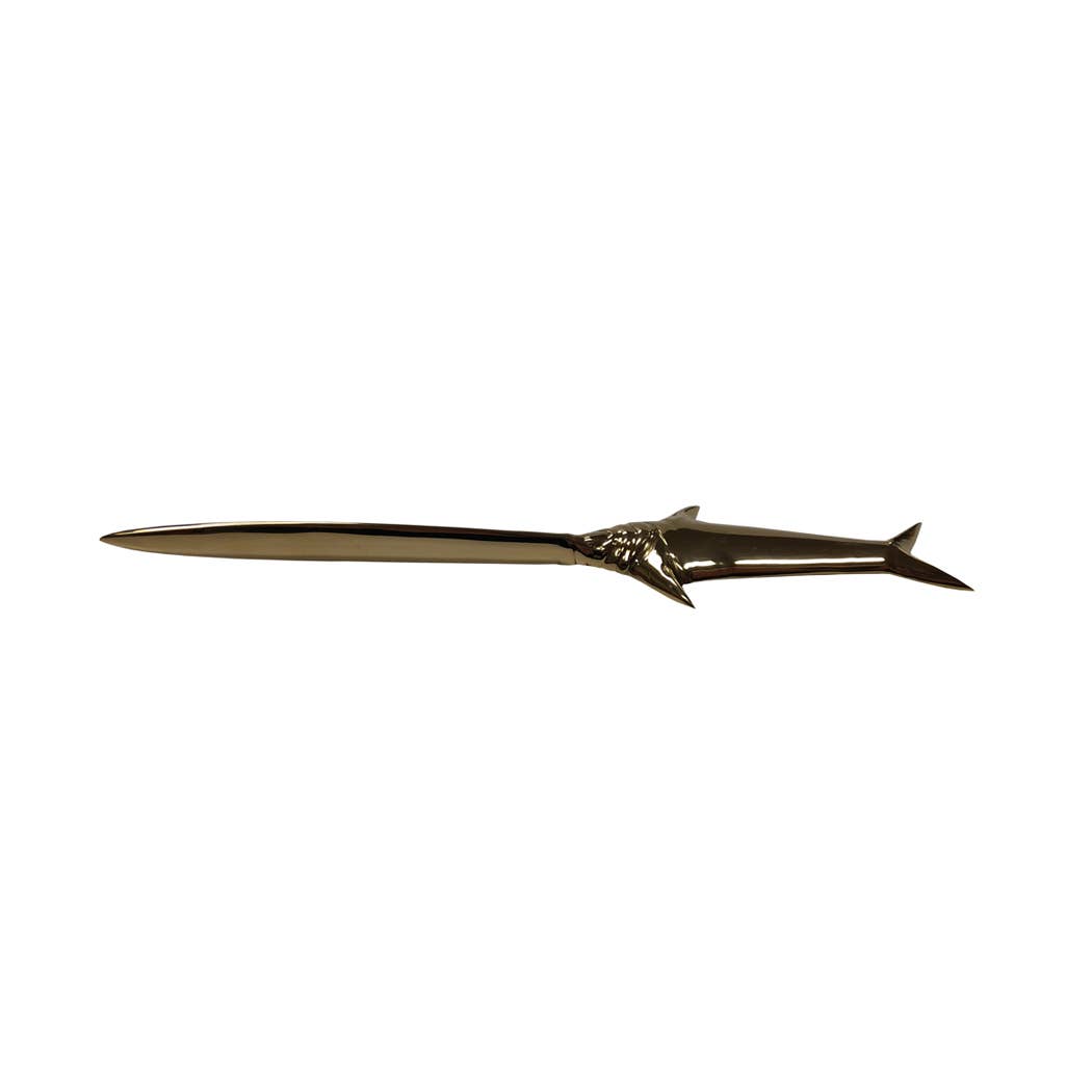 Solid Brass Swordfish Letter Opener Men's Gift | 7-3/4" Knife Mail Envelope Opener Staple Remover