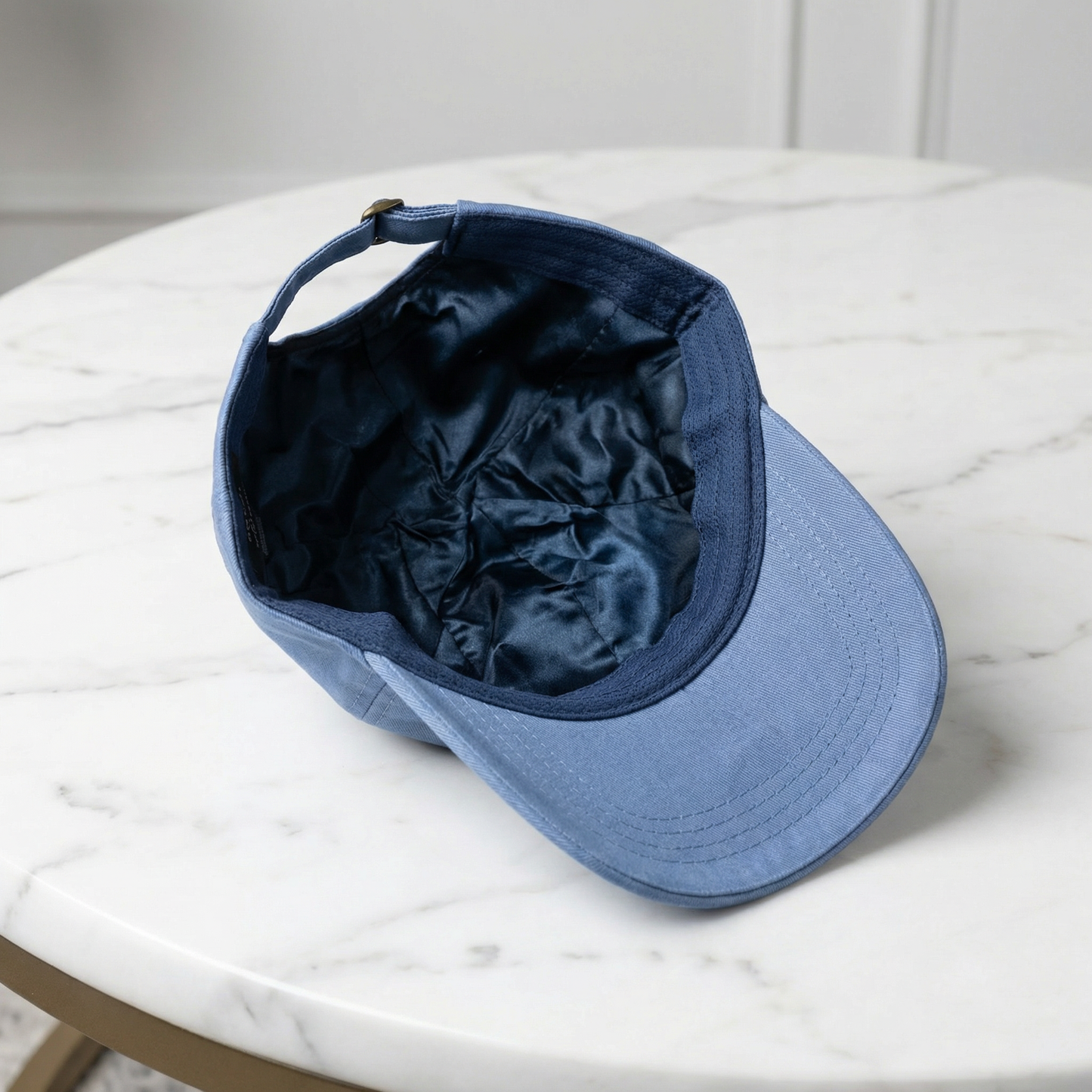 Solid Cotton Baseball Cap with Satin Lining in Vintage Blue or Burgundy