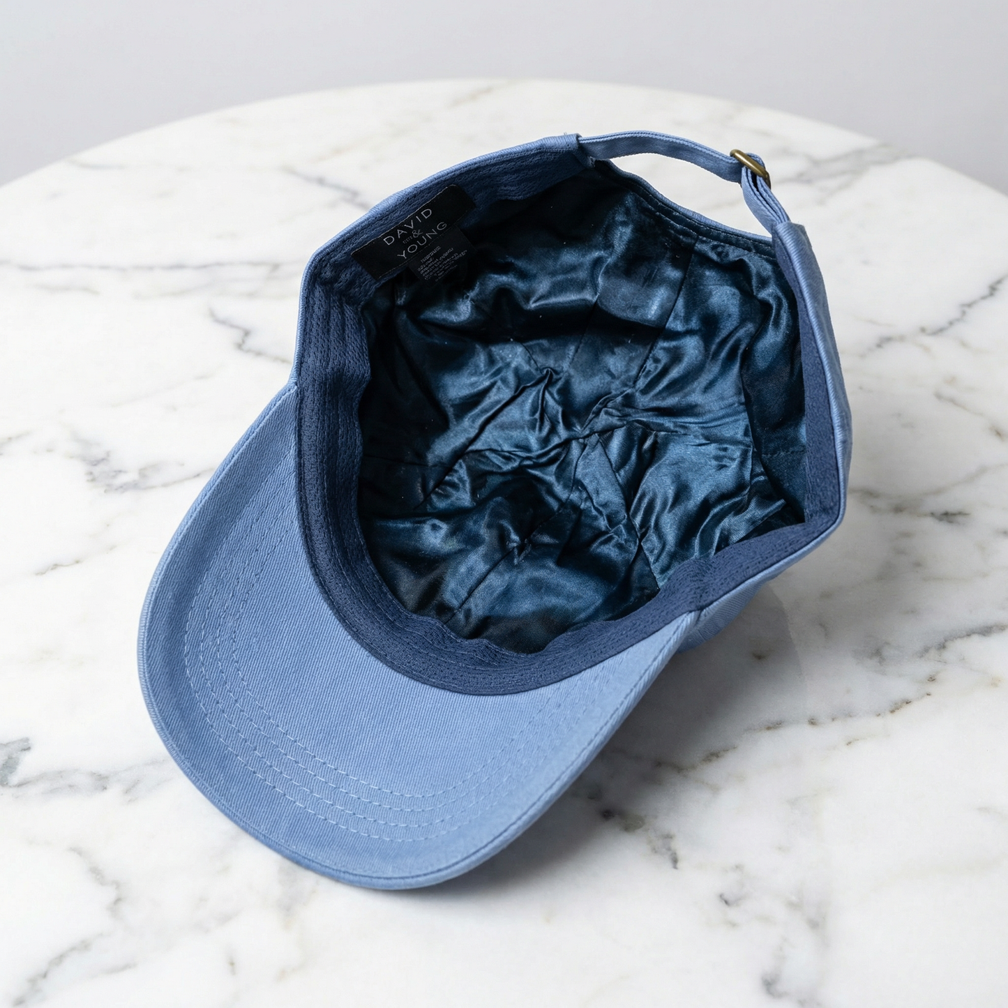 Solid Cotton Baseball Cap with Satin Lining in Vintage Blue or Burgundy