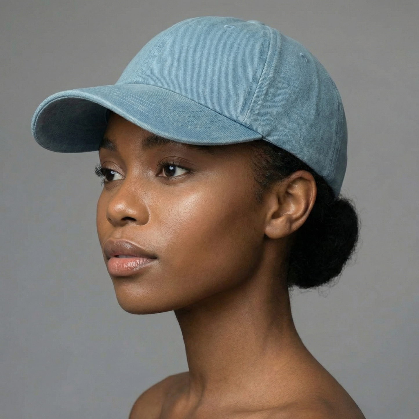 Solid Cotton Baseball Cap with Satin Lining in Vintage Blue or Burgundy