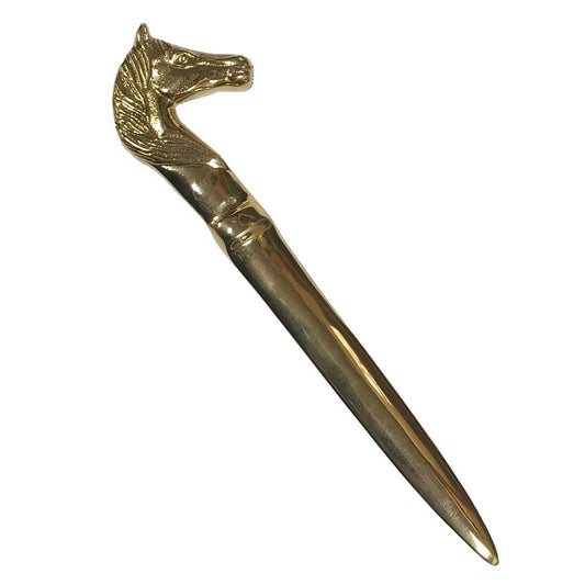 Solid Polished Brass Horse Head Letter Opener Men's Gift | 6-1/4" Knife Mail Envelope Opener Staple Remover