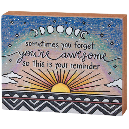 Decorative box with motivational quote and sunset design