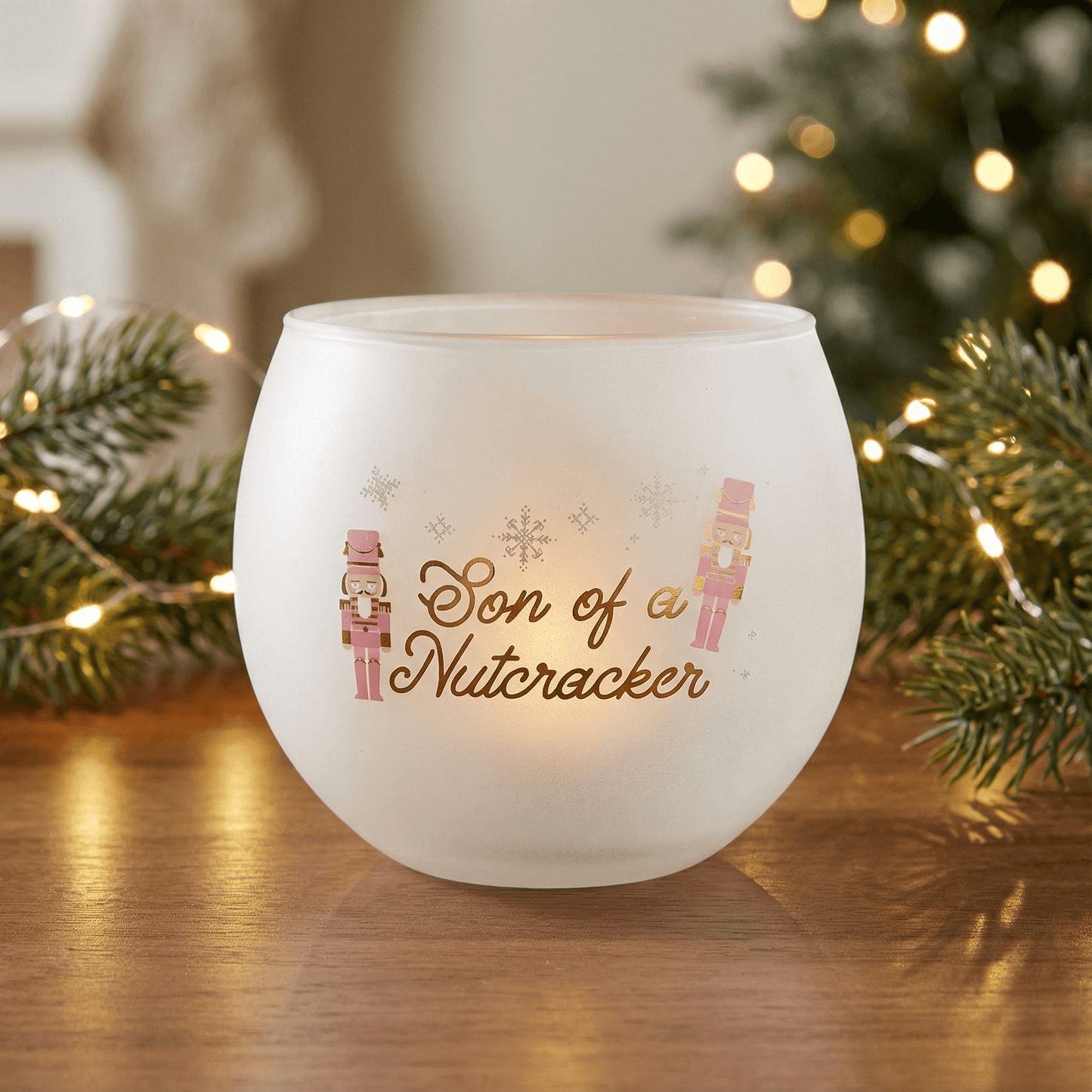 Son of a Nutcracker Roly Poly Glass | Festive Holiday Drinkware | 13oz