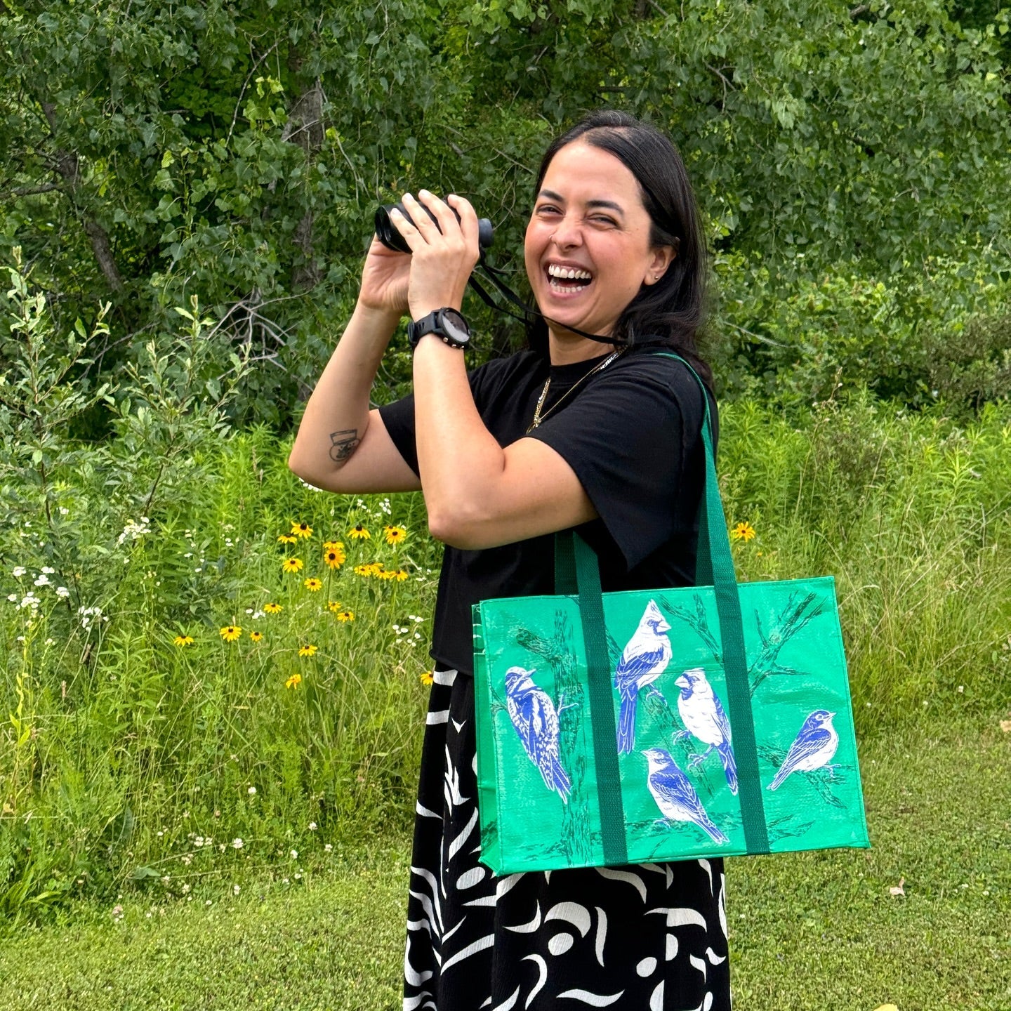 Songbird Shoulder Tote Bag | Carry-all Zippered Recycle Bag | 15" x 11" | BlueQ at GetBullish