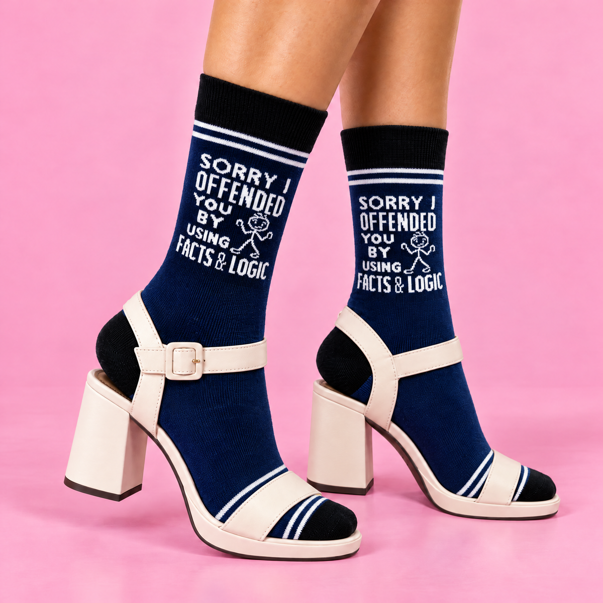 Sorry I Offended You by Using Facts & Logic Unisex Crew Socks-Fabdaz-The Bullish Store
