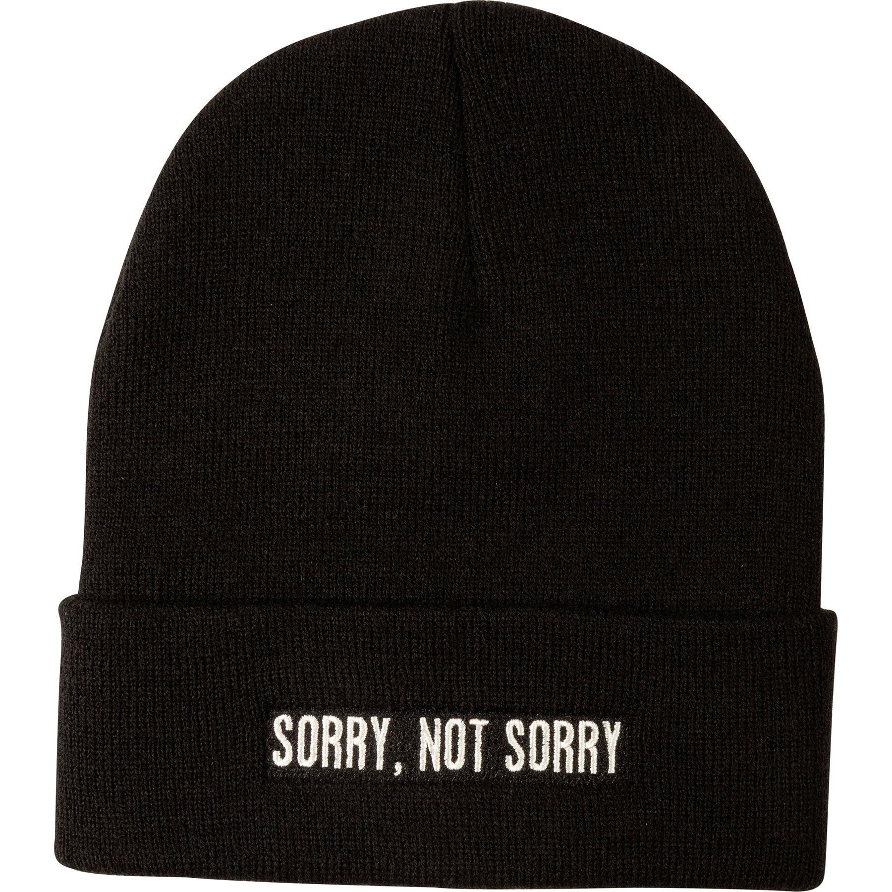 Sorry Not Sorry Beanie | Black Winter Embroidered Hat | Unisex