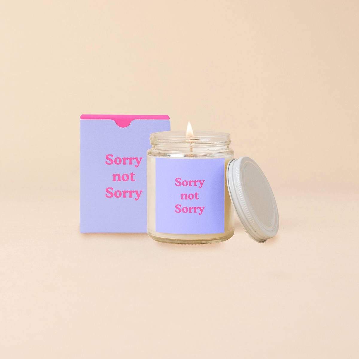 Sorry Not Sorry Yippie Candle Jar with Lid | Red Cypress, Sandalwood, Cedar Scent