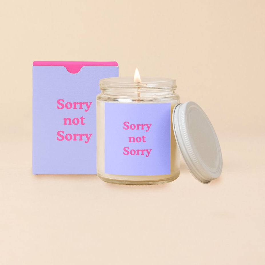 Sorry Not Sorry Yippie Candle Jar with Lid | Red Cypress, Sandalwood, Cedar Scent