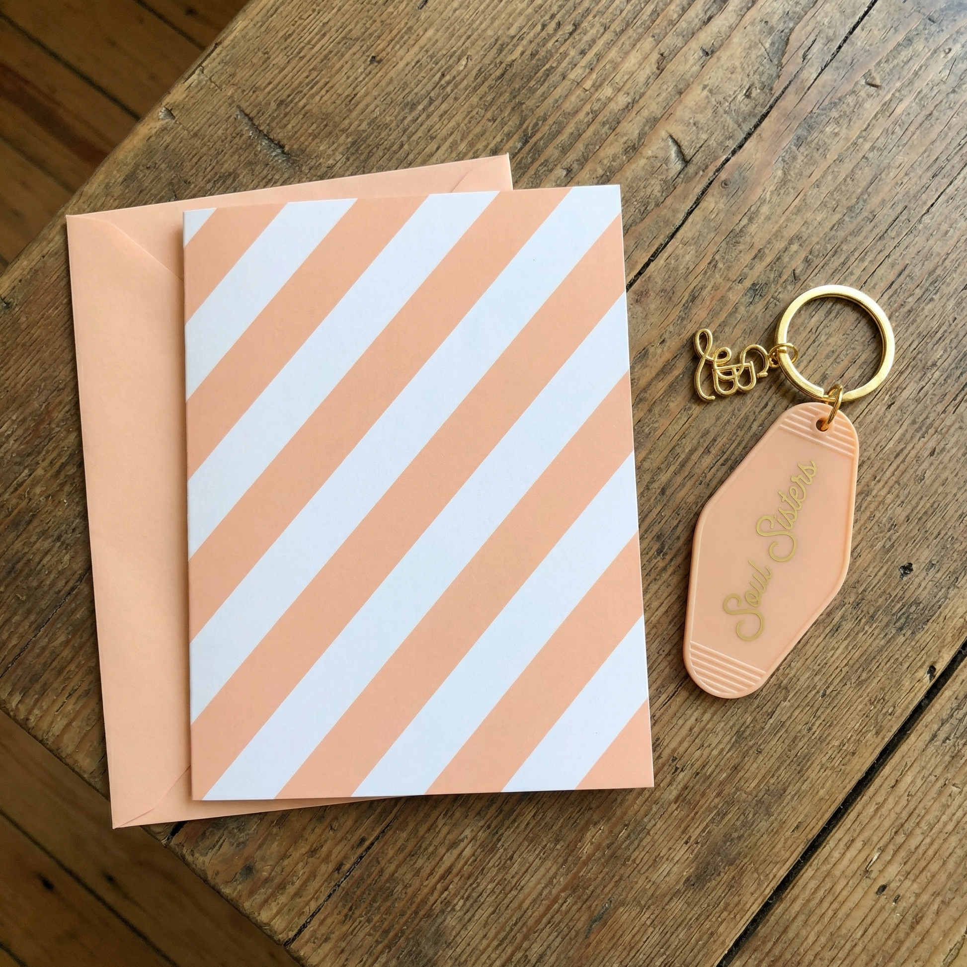 Soul Sisters Motel Style Keychain with Greeting Card | Gift for Her