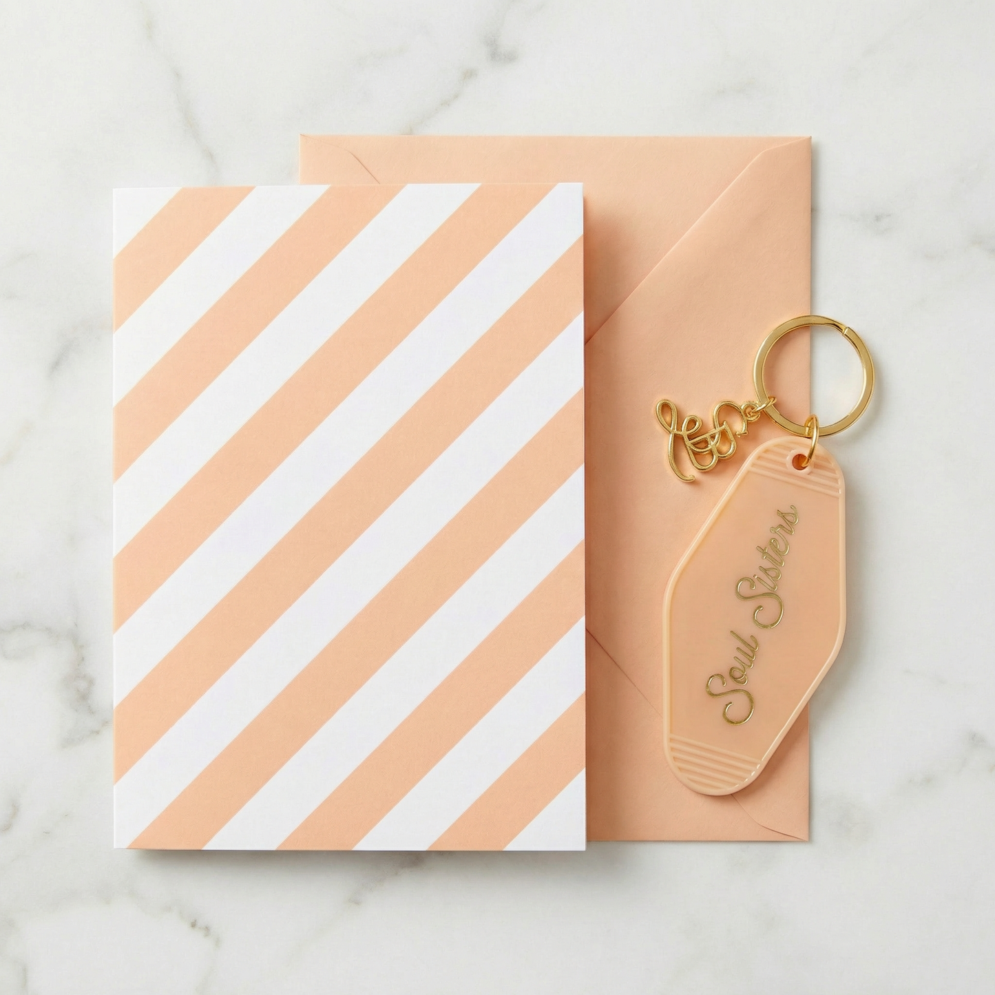 Soul Sisters Motel Style Keychain with Greeting Card | Gift for Her