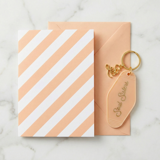 Soul Sisters Motel Style Keychain with Greeting Card | Gift for Her
