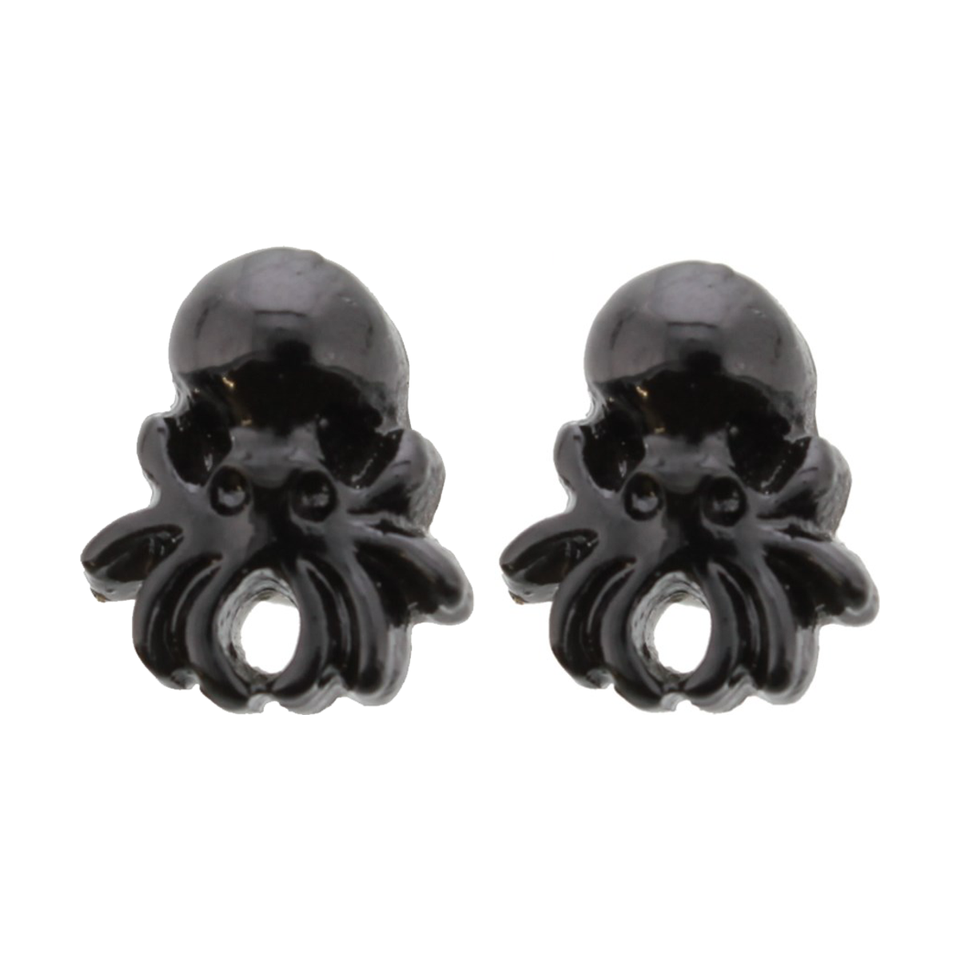 Black octopus-shaped earrings on a white background