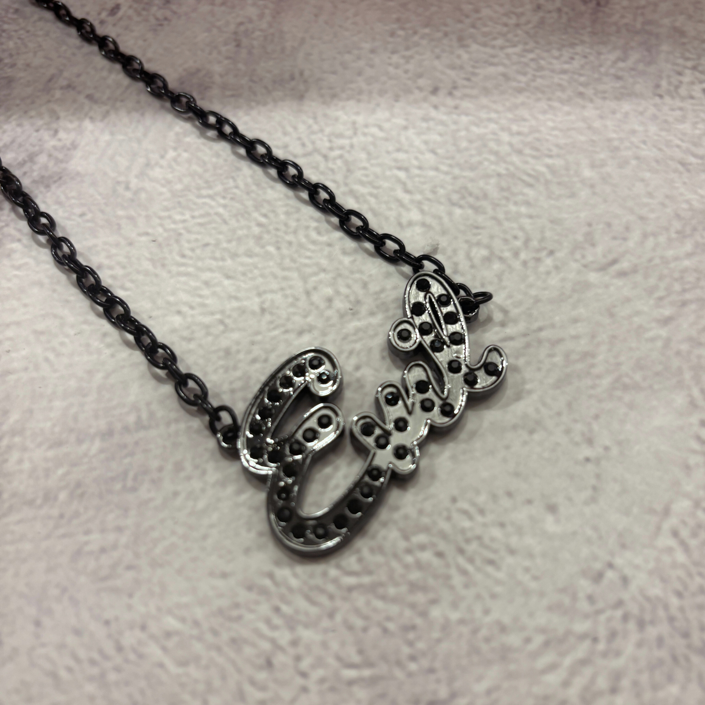 Sourpuss “Evil” Pendant Necklace with Black Rhinestones Gothic Statement Jewelry