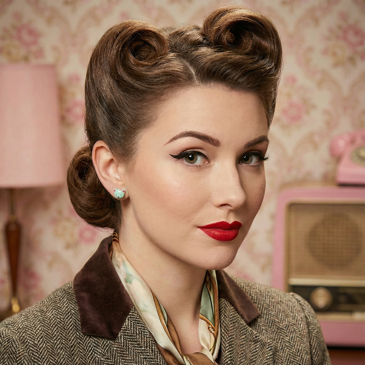 Sourpuss Mint Green Cat Stud Earrings | Retro 1950s Kitty Resin Earrings