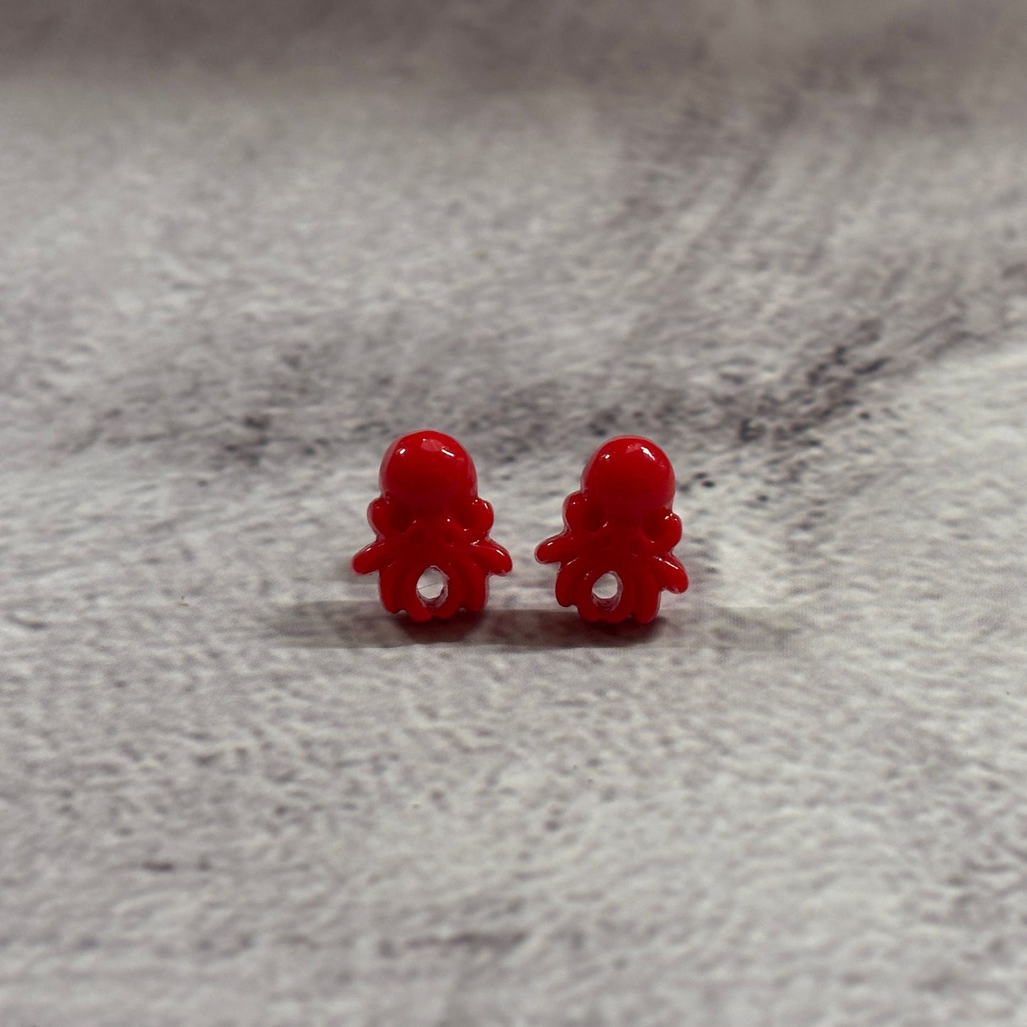 Sourpuss Red Octopus Earrings | Nautical Studs Rockabilly Jewelry | Alternative Sailor Accessories