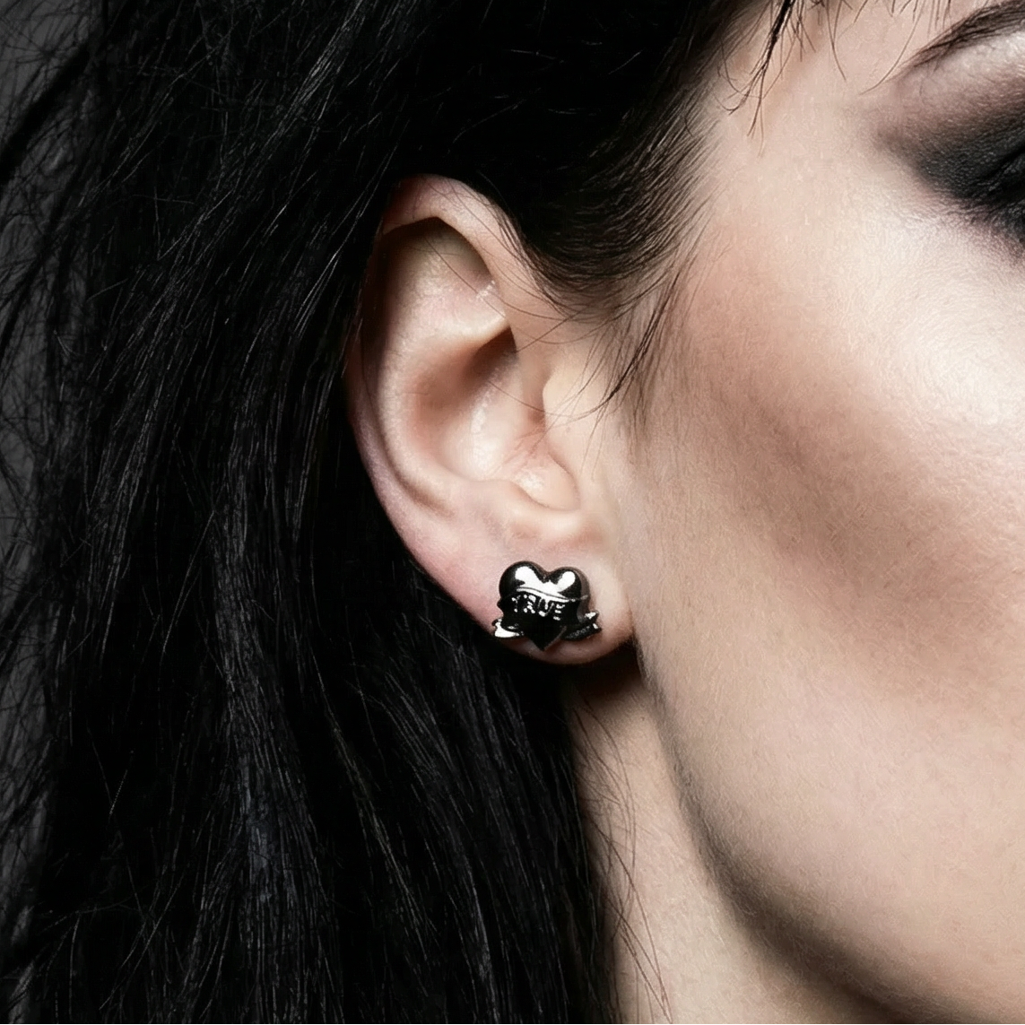 Sourpuss True Love Stud Earrings | Tattoo Heart Jewelry | Rockabilly Romantic Accessories