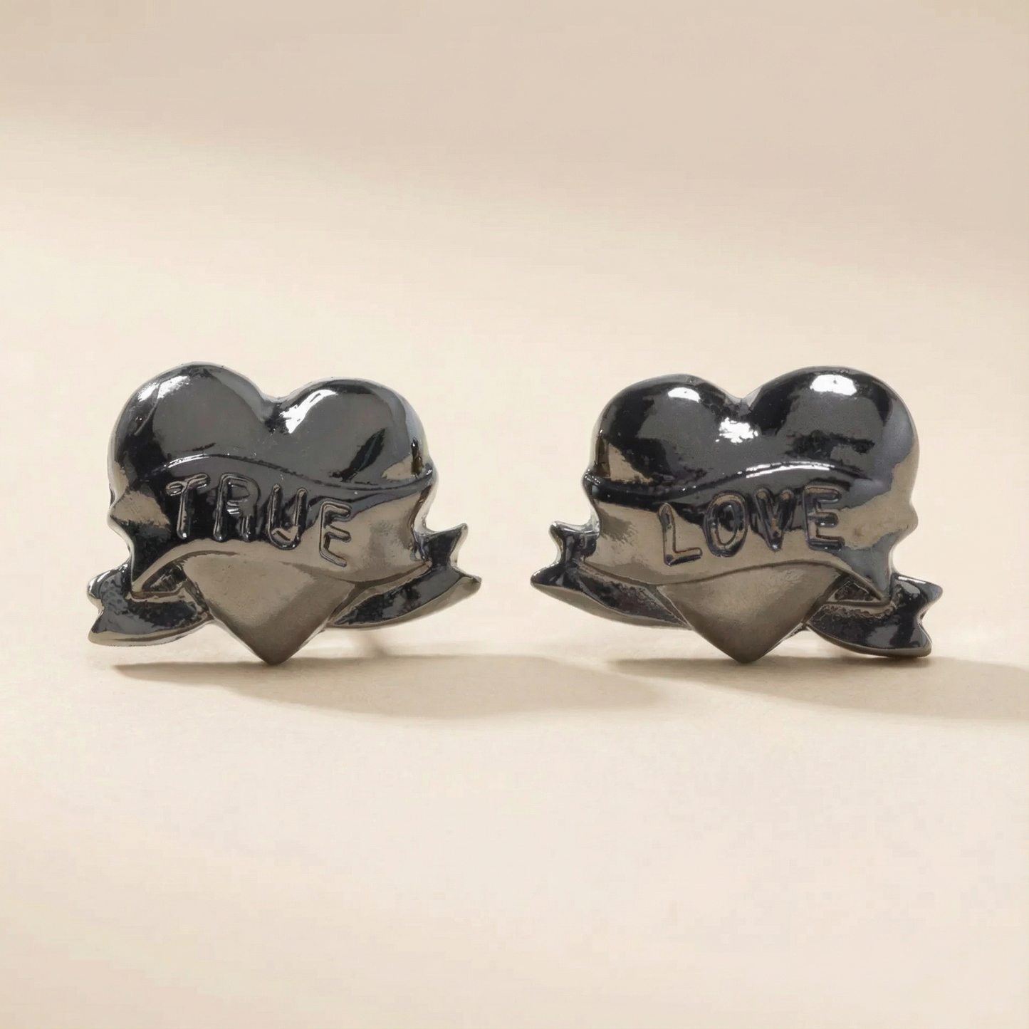 Sourpuss True Love Stud Earrings | Tattoo Heart Jewelry | Rockabilly Romantic Accessories