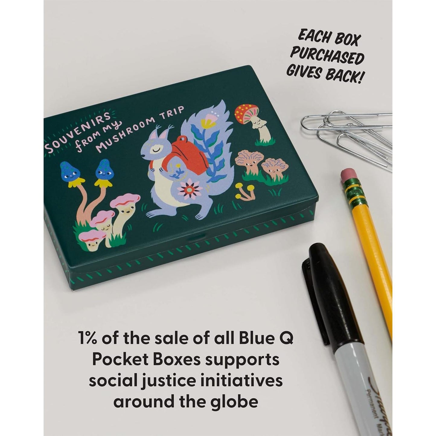 Souvenirs From My Mushroom Trip Pocket Box | Small Tin Case | 4.25" X 0.75" | BlueQ at GetBullish