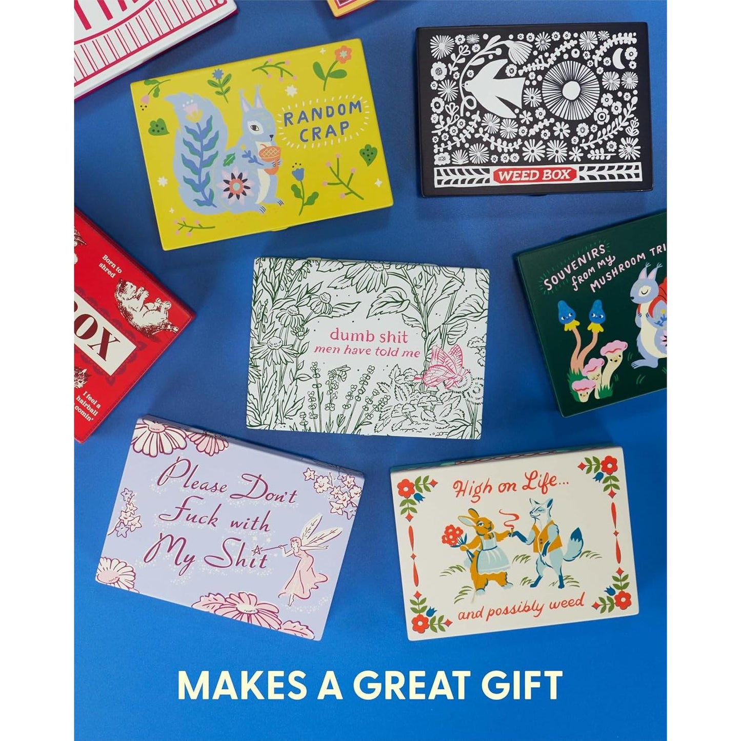 Souvenirs From My Mushroom Trip Pocket Box | Small Tin Case | 4.25" X 0.75" | BlueQ at GetBullish