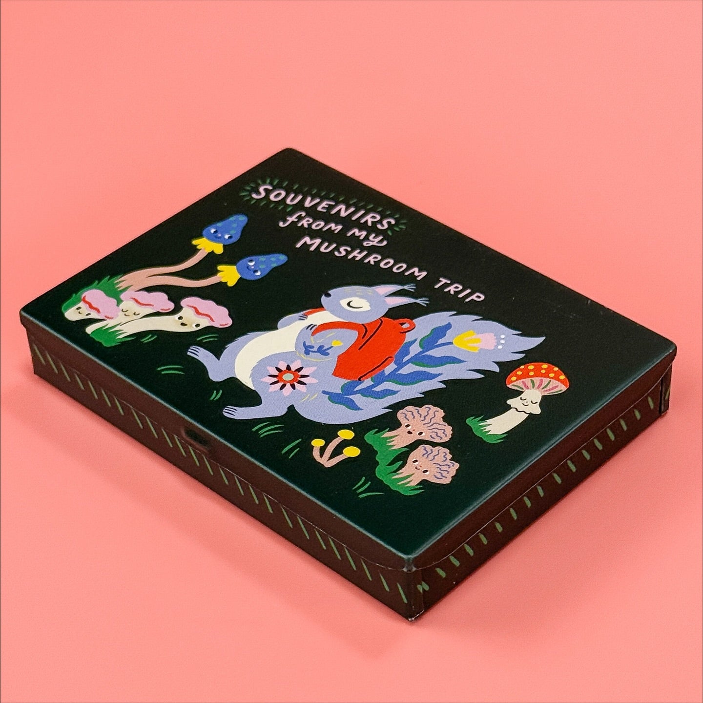 Souvenirs From My Mushroom Trip Pocket Box | Small Tin Case | 4.25" X 0.75" | BlueQ at GetBullish