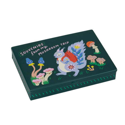 Souvenirs From My Mushroom Trip Pocket Box | Small Tin Case | 4.25" X 0.75" | BlueQ at GetBullish