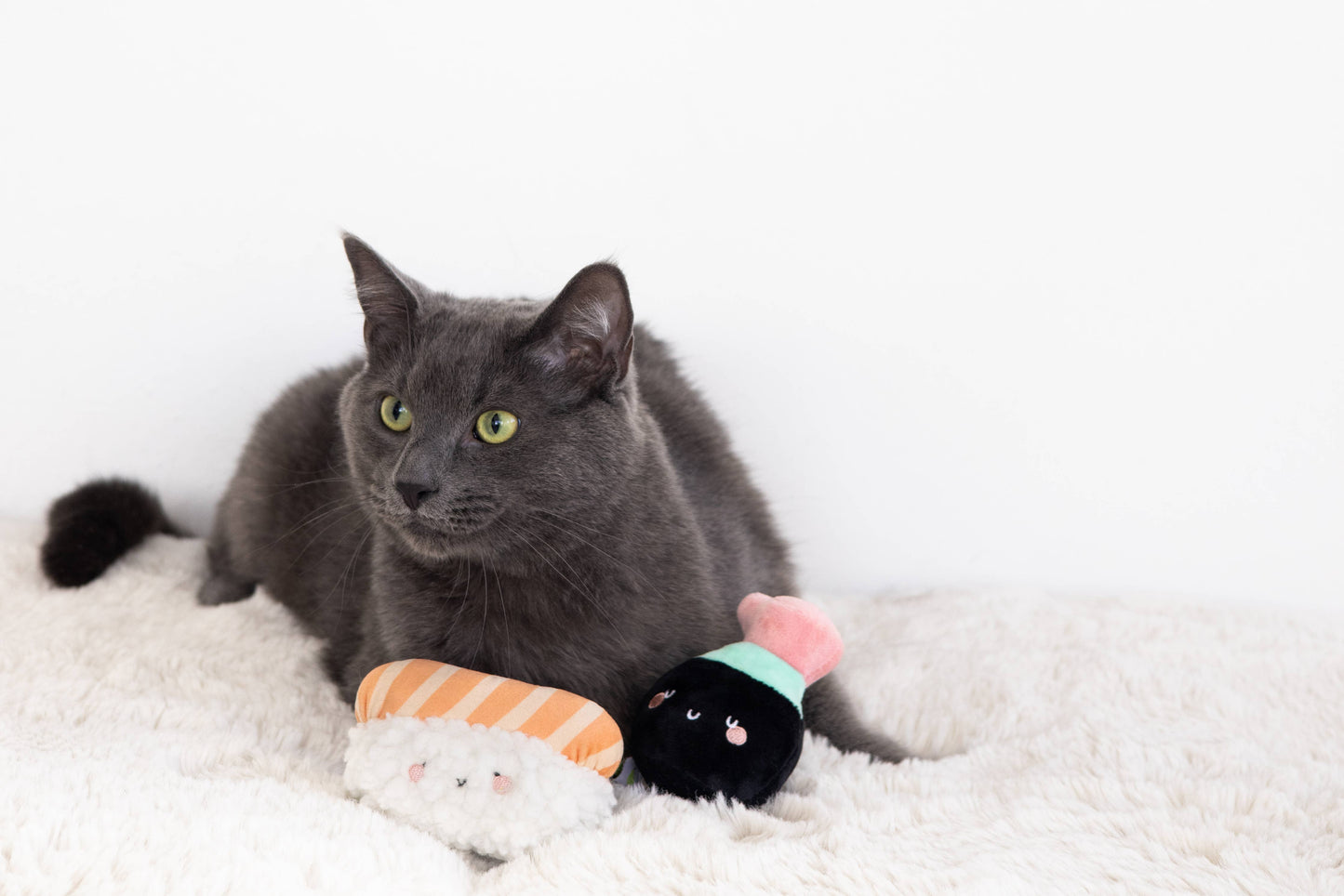 Soy Sauce and Sushi Cat Toy Set | Plush Toys for Pet Lovers | Giftable Cat Stocking Stuffer