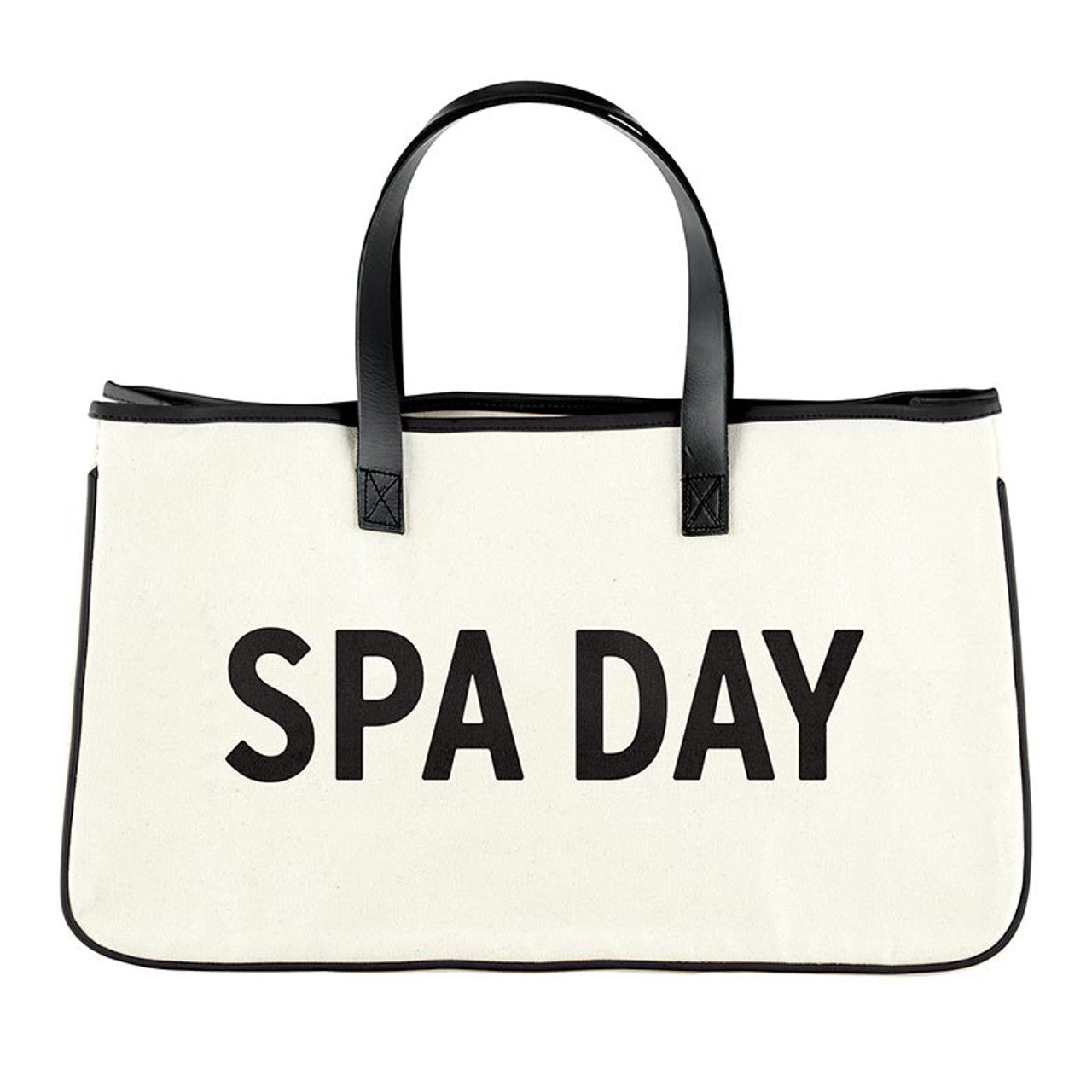 Spa Day Canvas Tote Bag | With Inside Pocket and Leather Handles