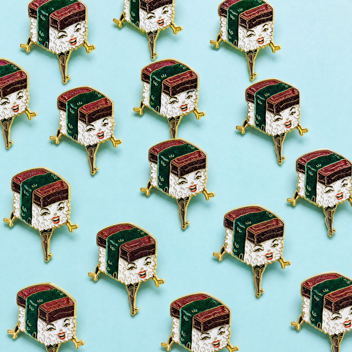 Spam Musubi Glitter Enamel Pin-Kitschy Delish-The Bullish Store