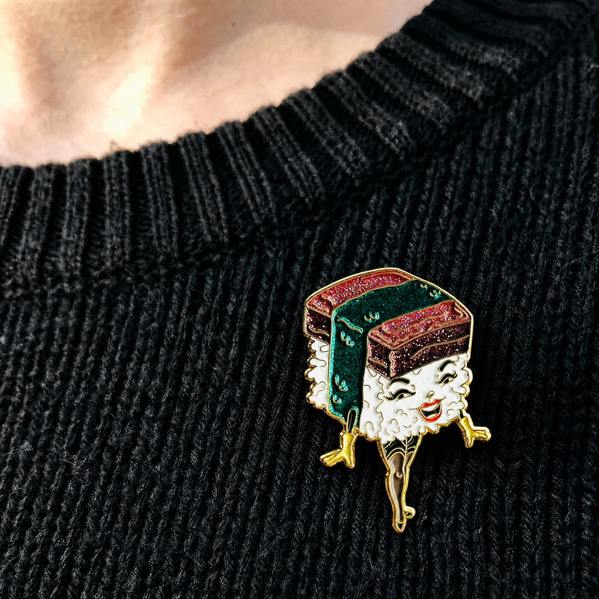 Spam Musubi Glitter Enamel Pin-Kitschy Delish-The Bullish Store