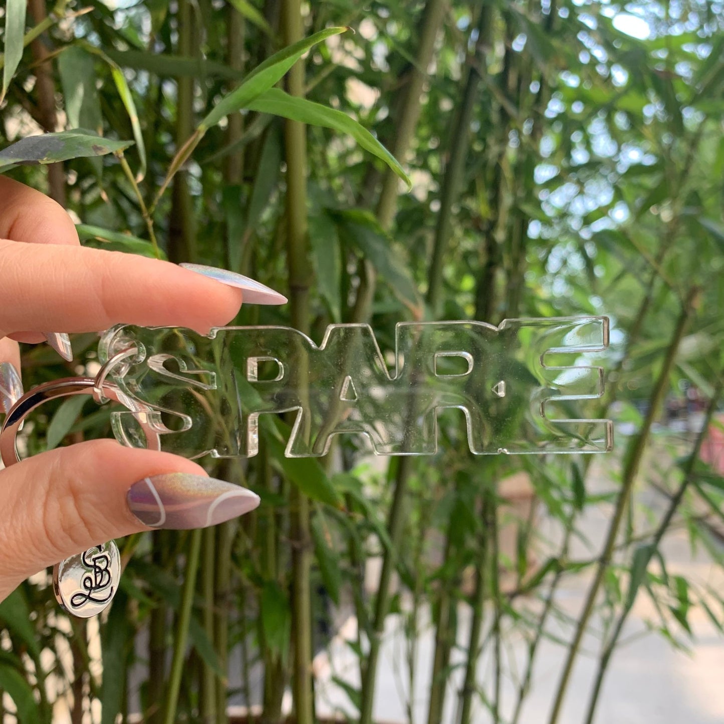 Spare Acrylic Keychain | Clear Word Shaped Key Holder | 3.5"L x 1"H