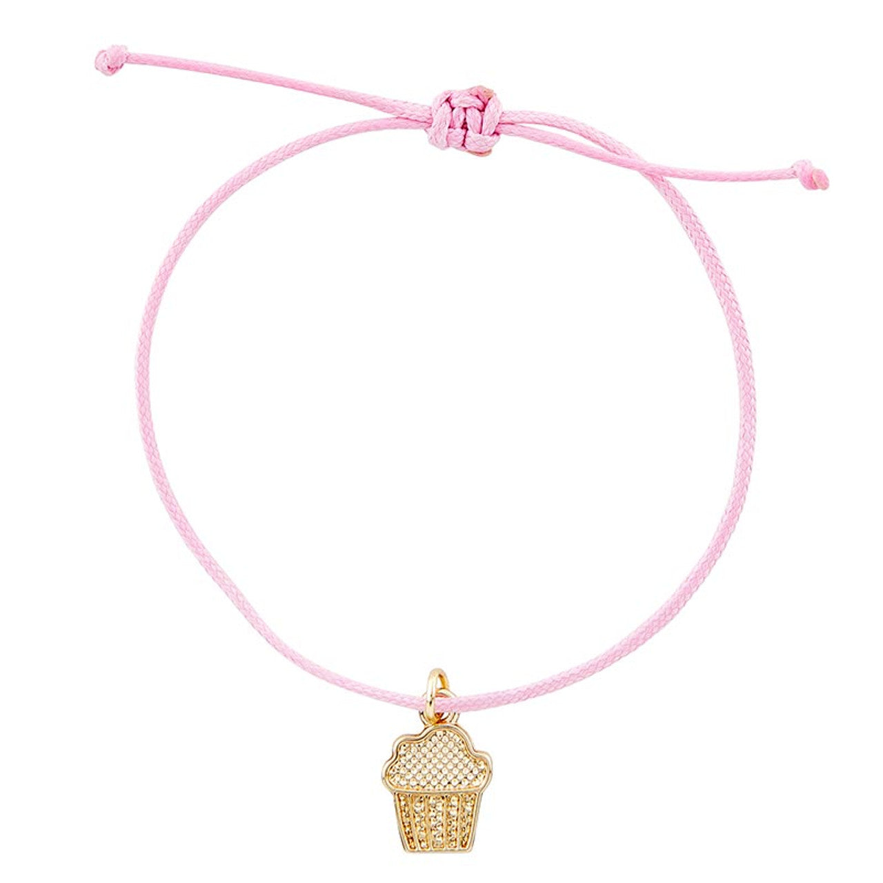 Sparkle & Shine Cord Bracelet Cupcake Charm | Birthday Gift Fashion Jewelry